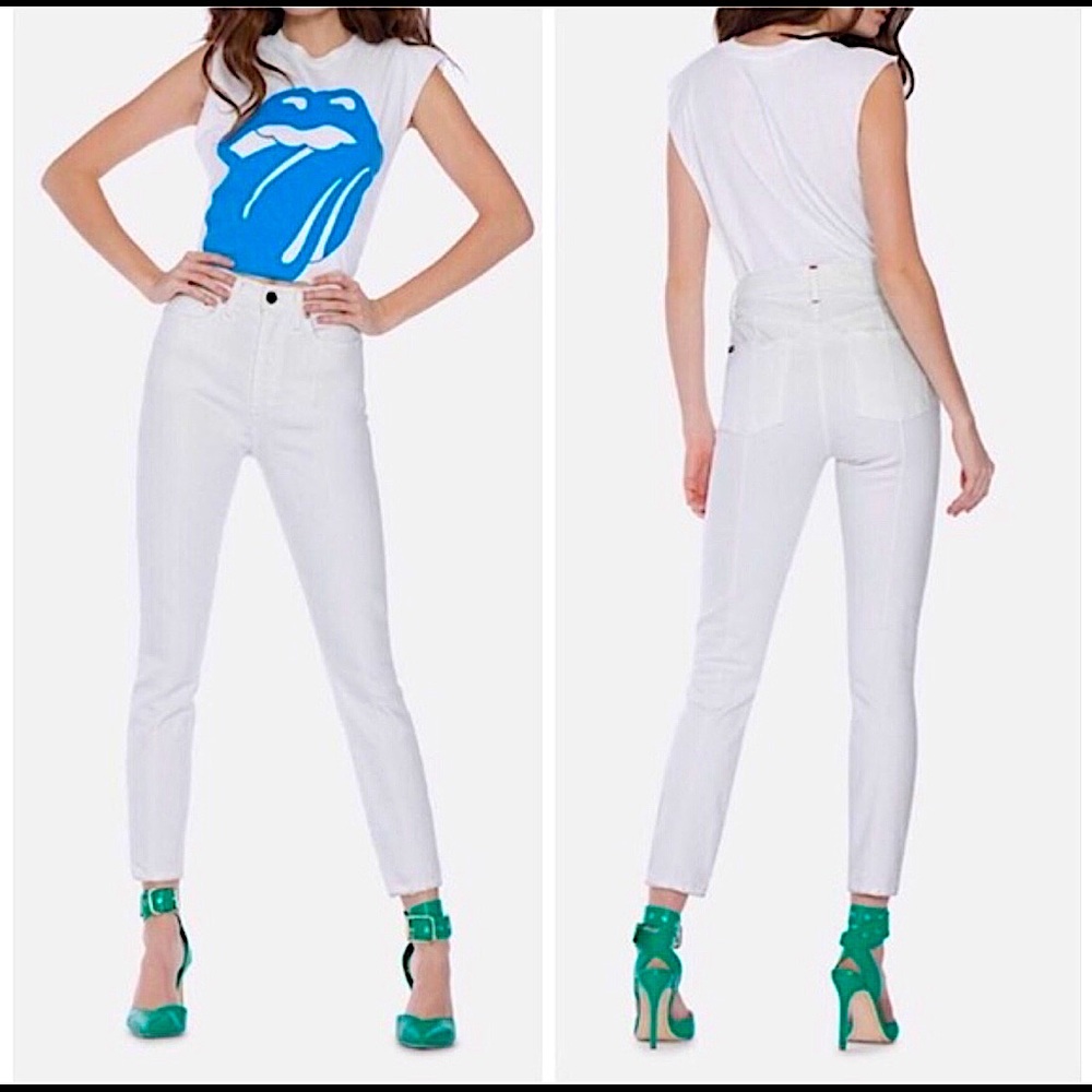 ALICE + OLIVIA High Waisted White Skinny Jeans